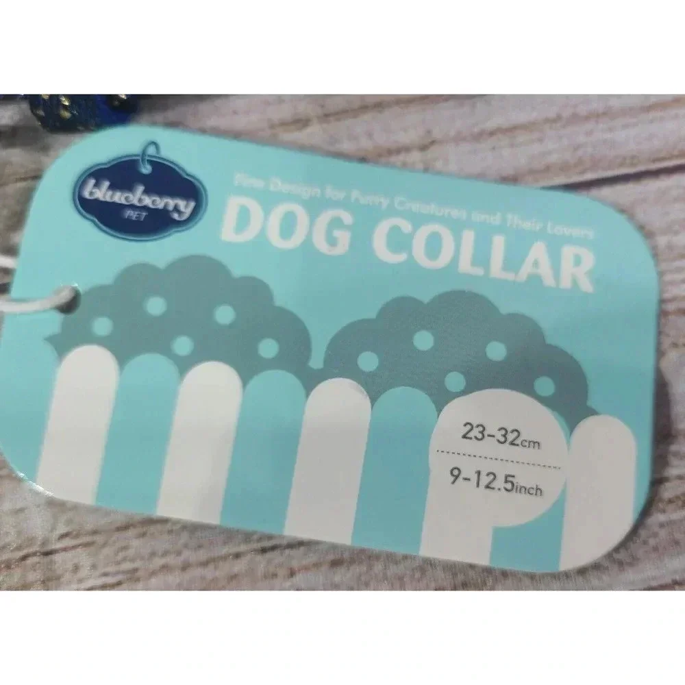 Blueberry Pet Dog Collar Size Small 9-12in Royal Blue Gold Splatter Paint New